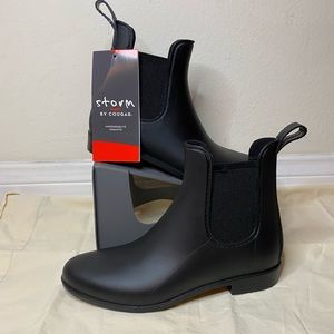 Black rain boots